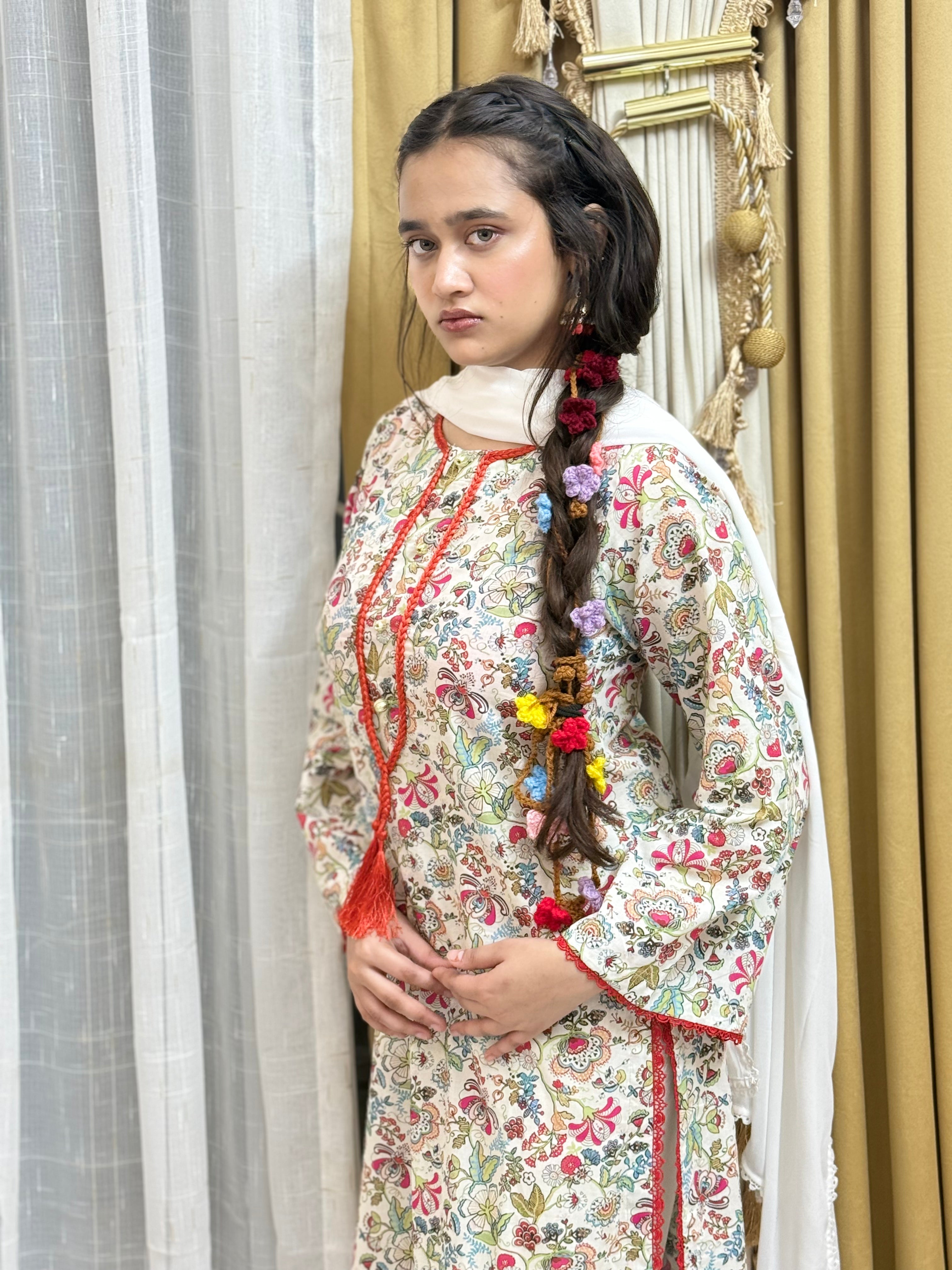 Soft Ivory Base With Delicate Floral Print