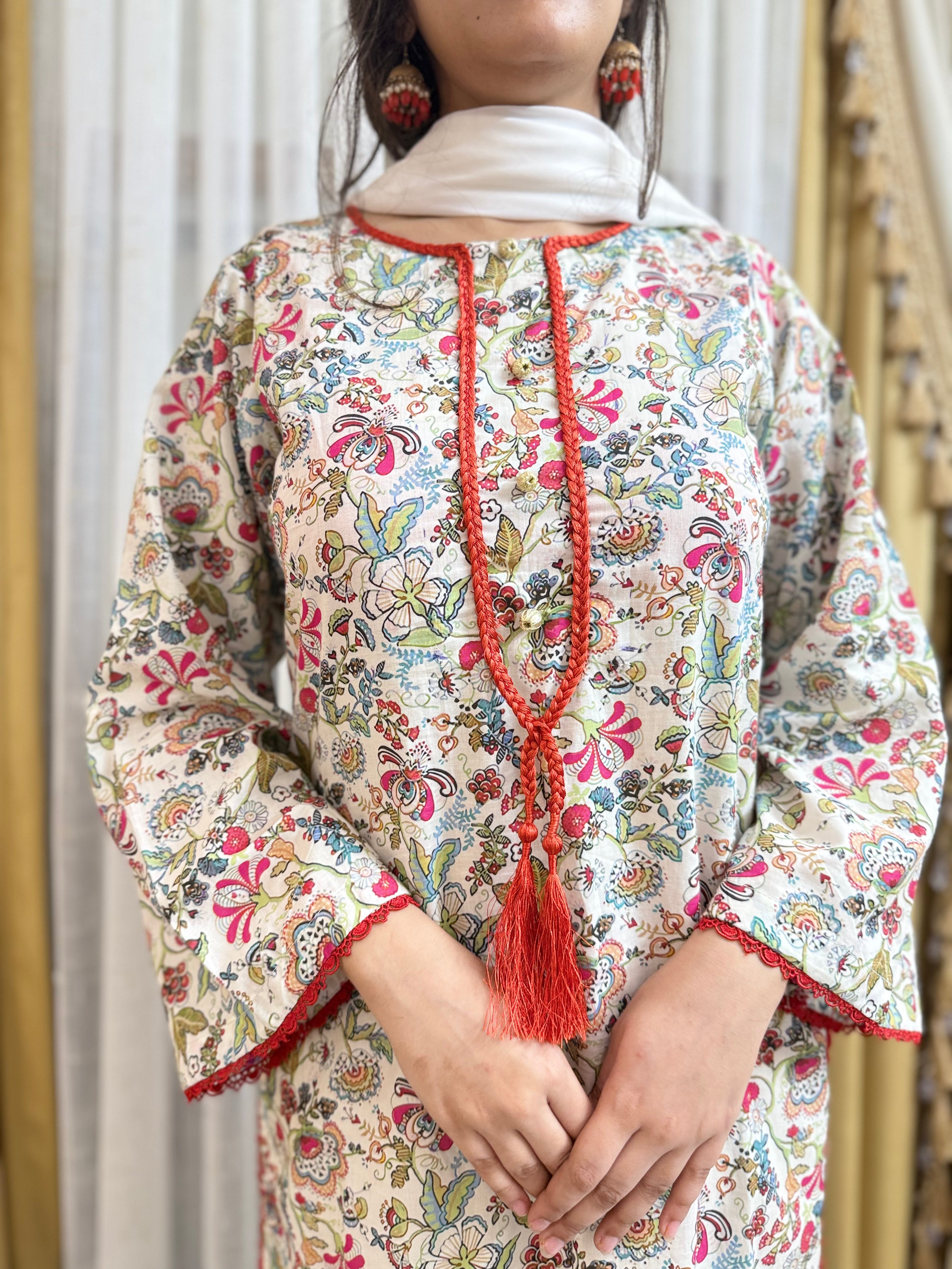 Soft Ivory Base With Delicate Floral Print