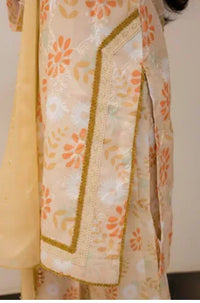 Cream Base Floral Cotton Silk - Shade For Teen 