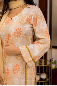 Cream Base Floral Cotton Silk - Shade For Teen 