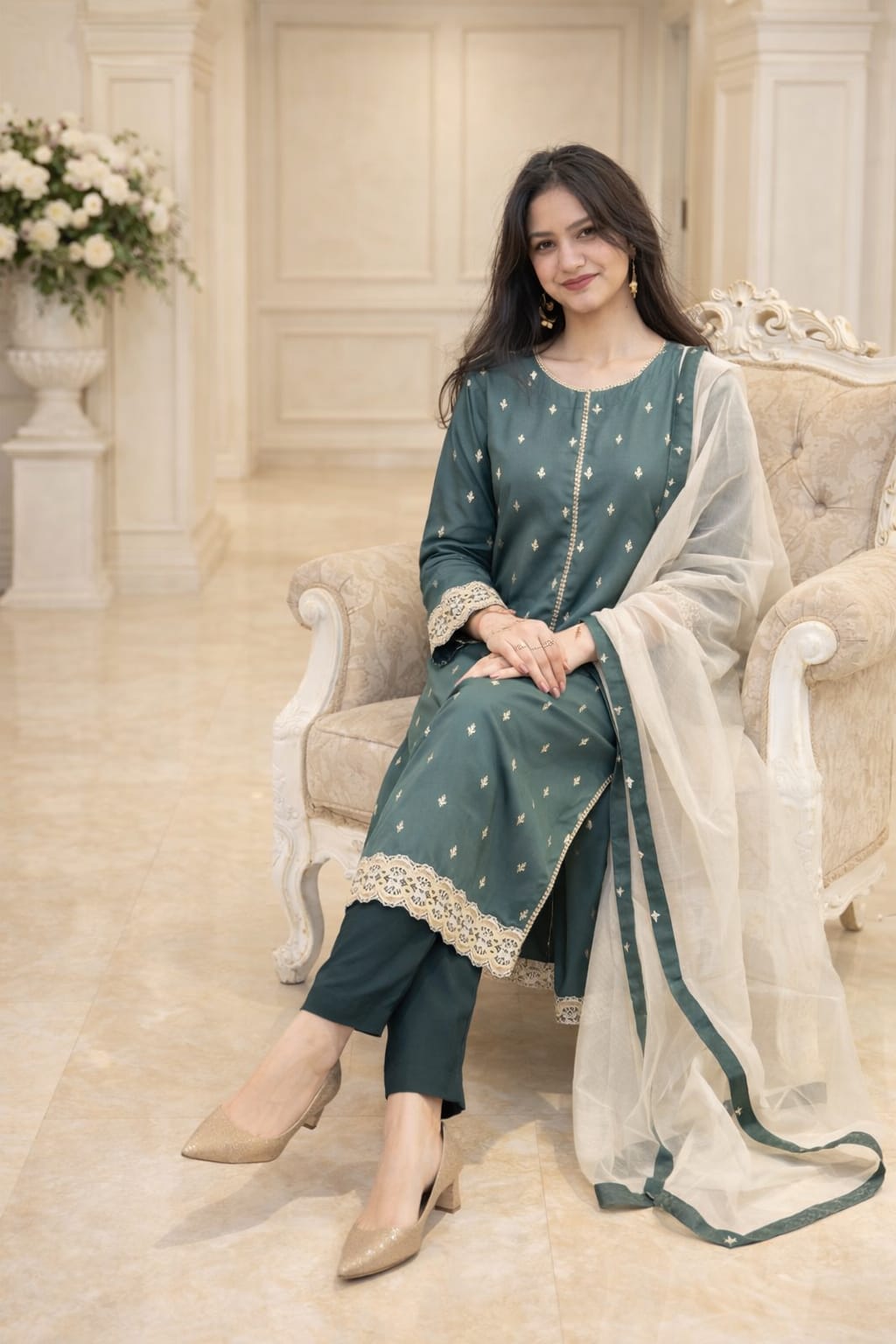 Elegant Jacquard 3 Piece Suit