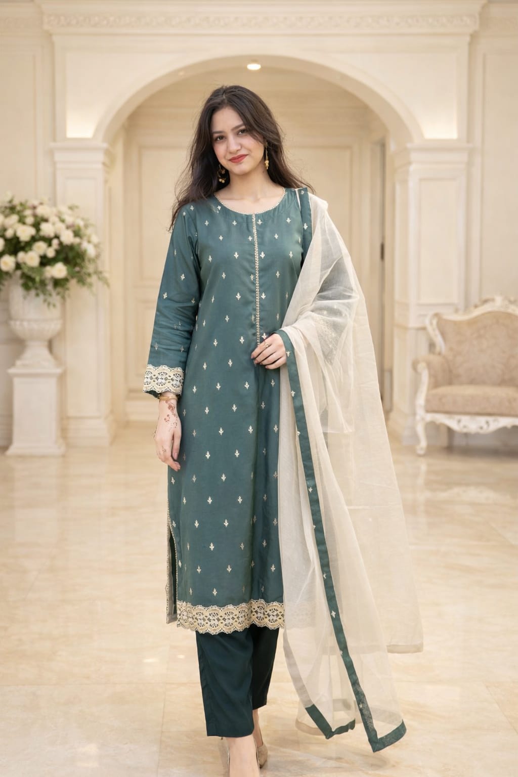 Elegant Jacquard 3 Piece Suit