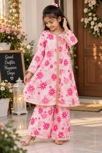White Base With Pink Cotton Silk