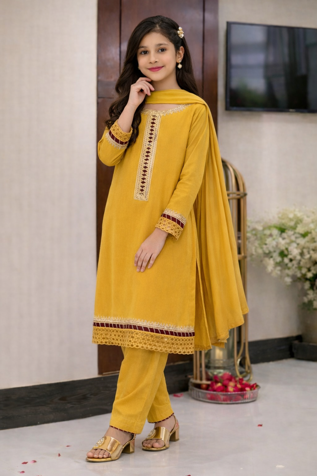 Mustard Color Georgette 3 Piece Suit