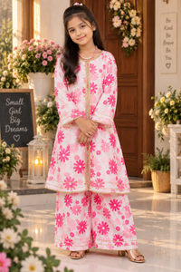White Base With Pink Cotton Silk