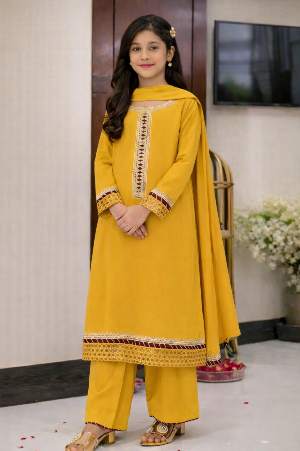 Mustard Color Georgette 3 Piece Suit
