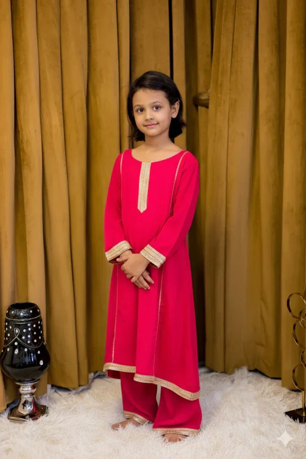 Magenta Georgette 3 Piece Suit